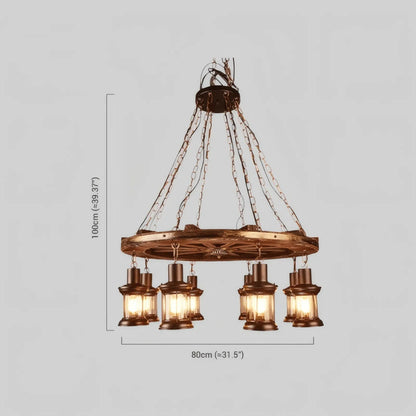 Vintage Rudder Pendant Light — Wood & Metal Industrial for Kitchen