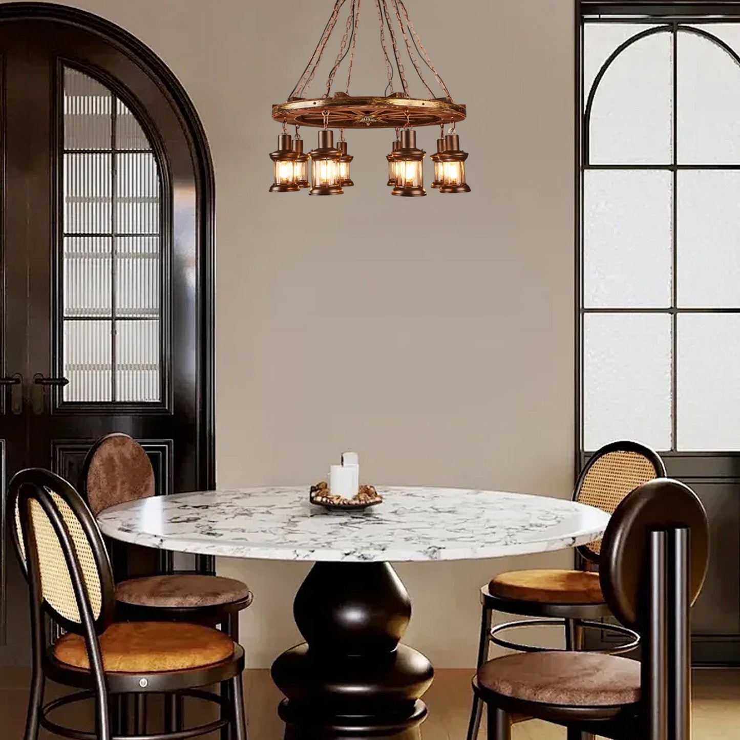 Irondale Vintage Rudder Pendant Light — Wood & Metal Industrial for Kitchen/Dining Room