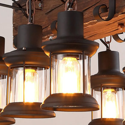 Rectangular Pendant Light – Wood & Metal Lantern Dining Room