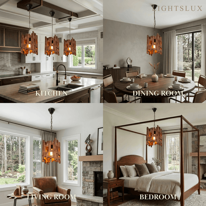 Zenno Rustic Wood Pendant Light