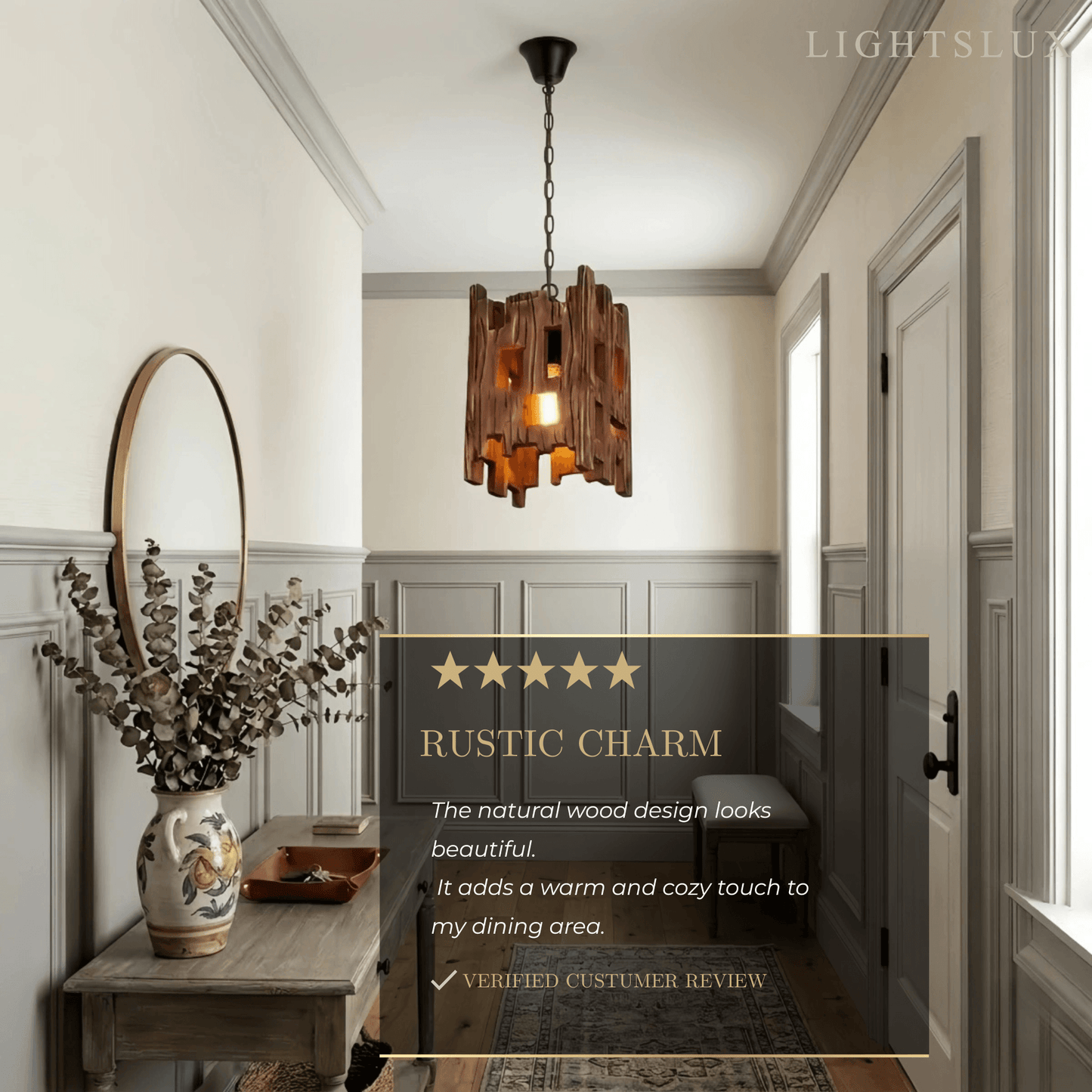 Zenno Rustic Wood Pendant Light