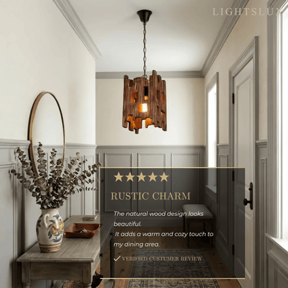Zenno Rustic Wood Pendant Light