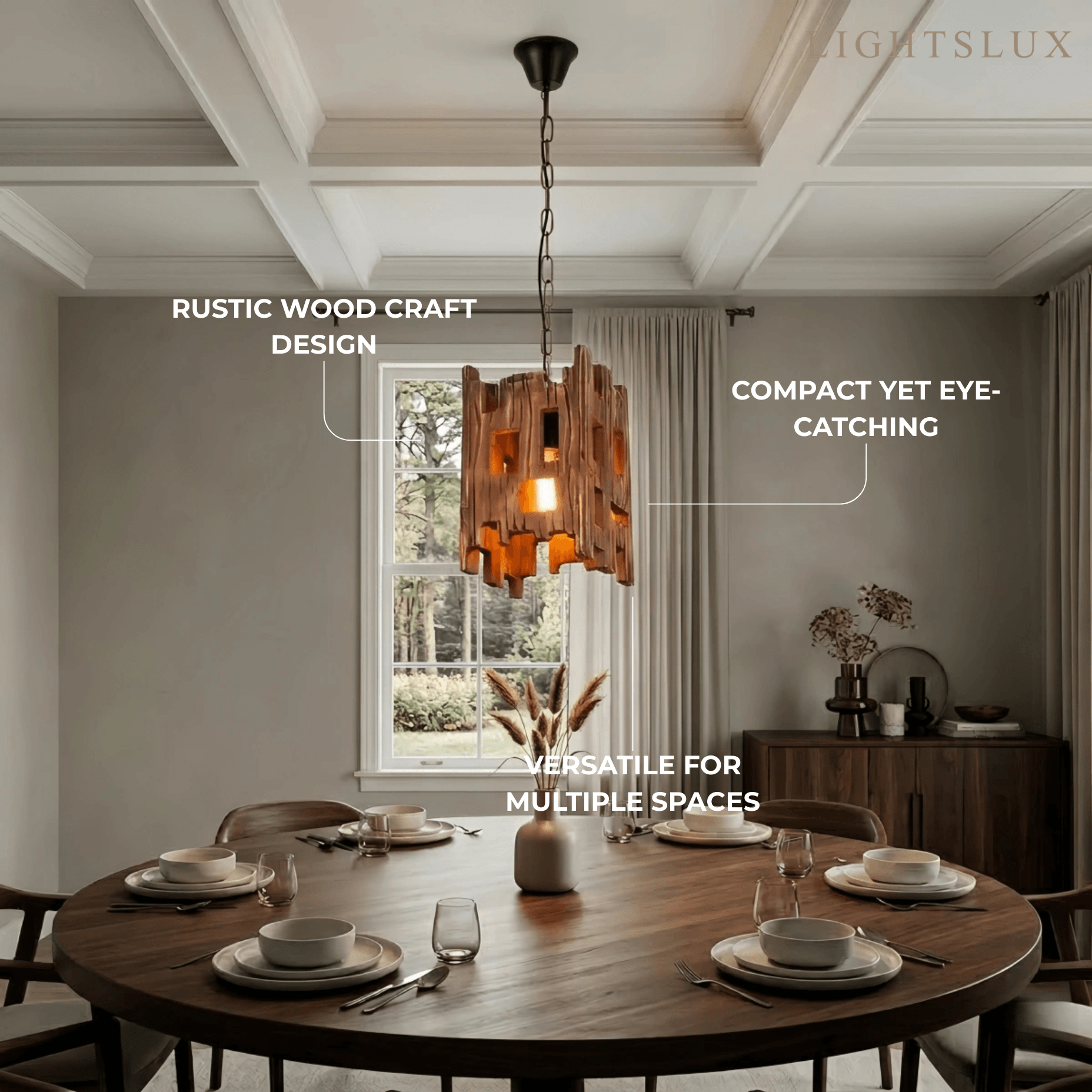 Zenno Rustic Wood Pendant Light