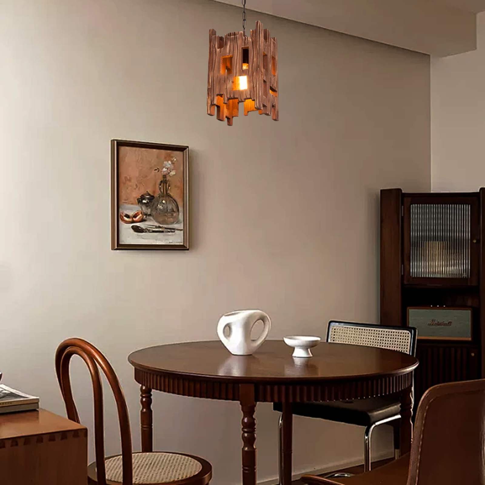 Rustic Wood Pendant Light - Rectangular Wood 