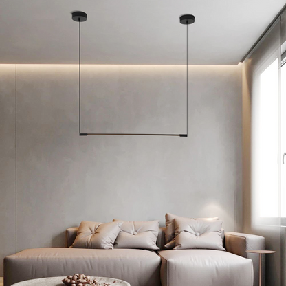 Minimalist Linear Black Pendant Light Living Area