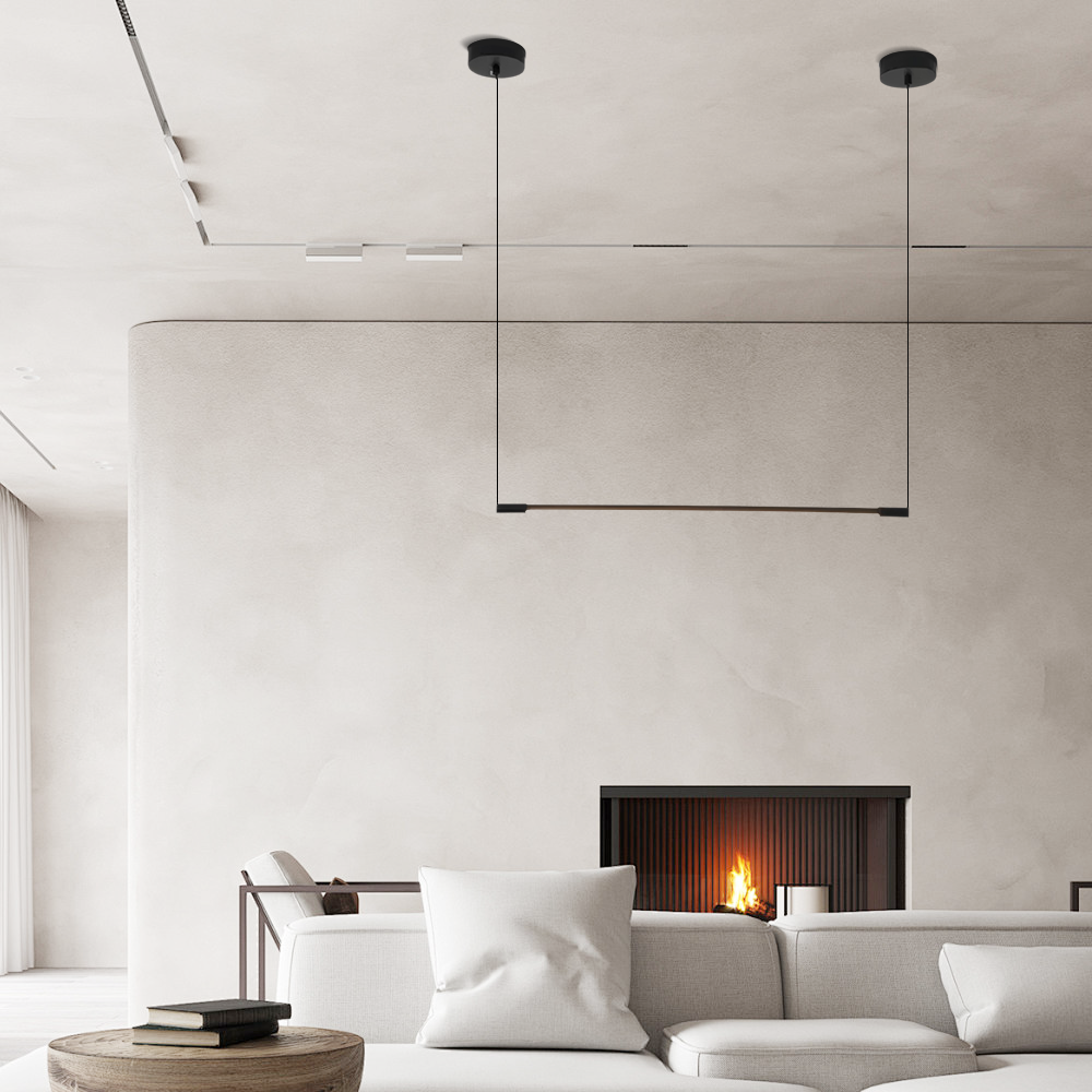 Minimalist Linear Black Pendant Light Living Room