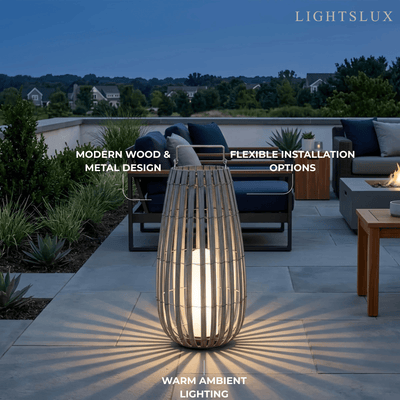 Bamburo Modern Wooden Path Lamp