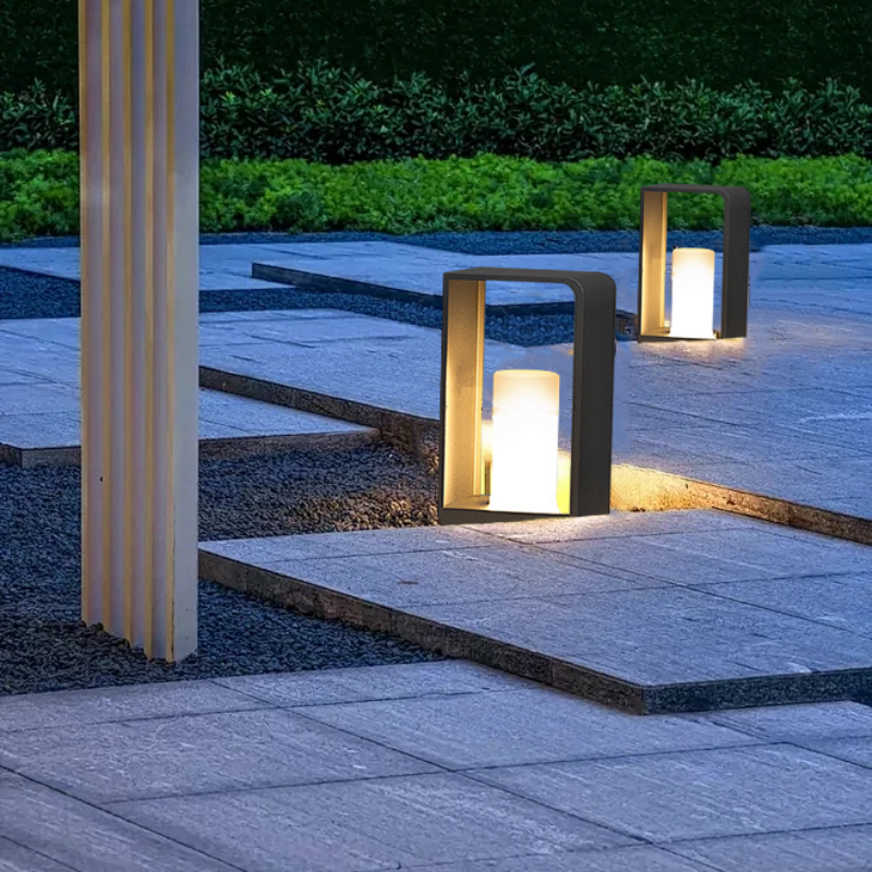 Modern Black Outdoor Lamp Courtyard Walkway