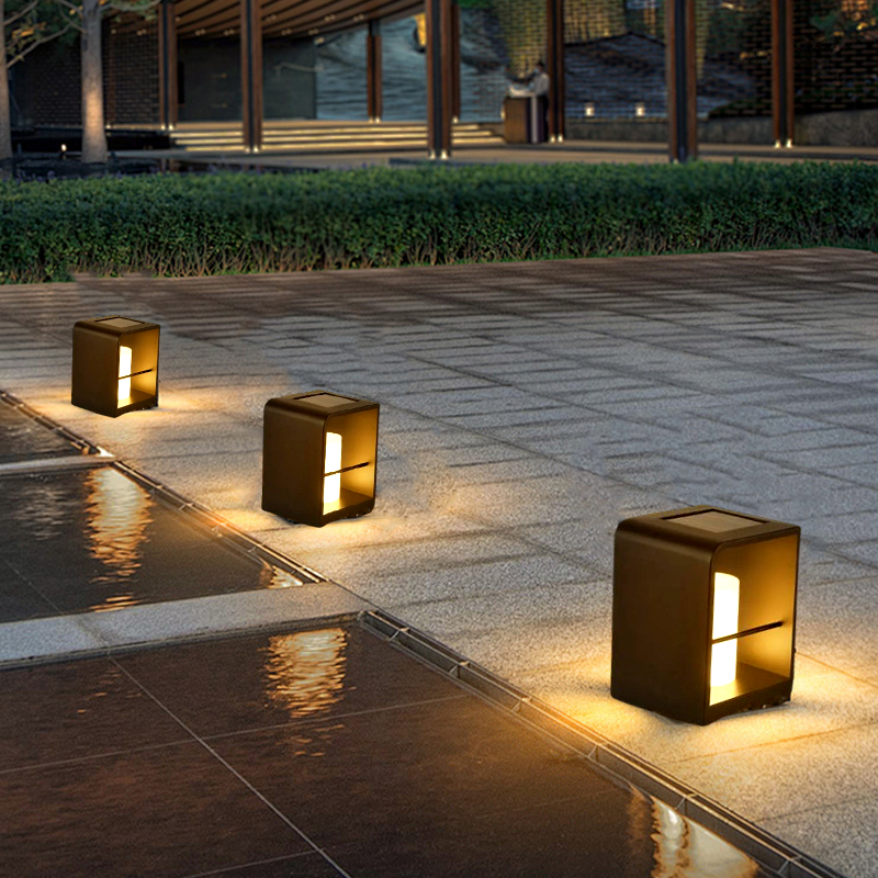 Modern Black Solar Outdoor Lamp Courtyard
