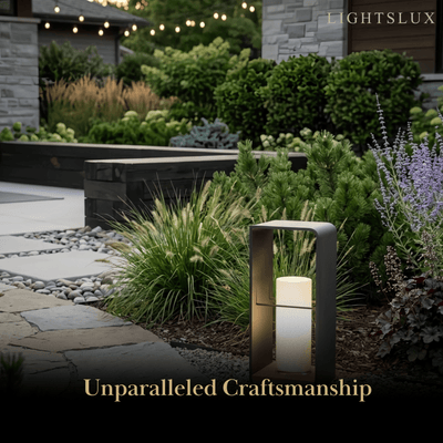 Solar-Powered Outdoor Path Light -- Black Metal