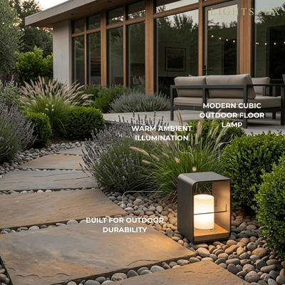 Solar-Powered Outdoor Path Light -- Black Metal