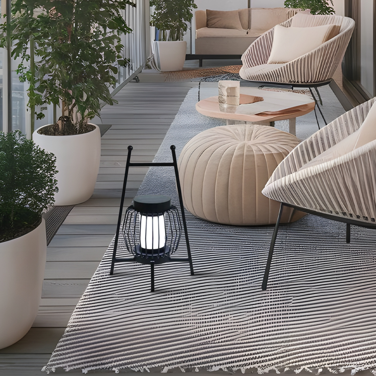 Modern Solar Black Outdoor Floor Lamp 