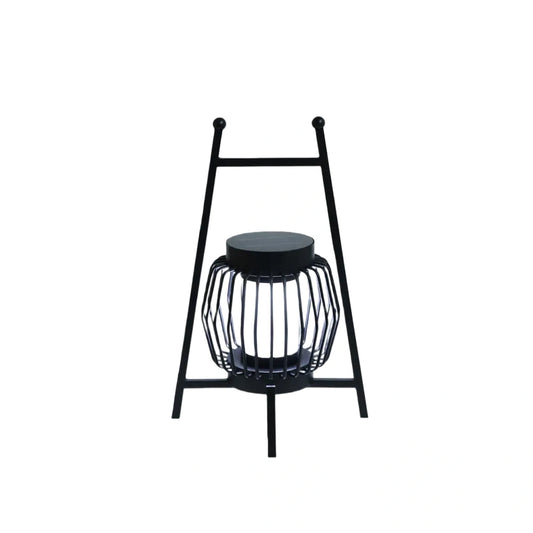 Industrial Solar Outdoor Floor Lamp – Black