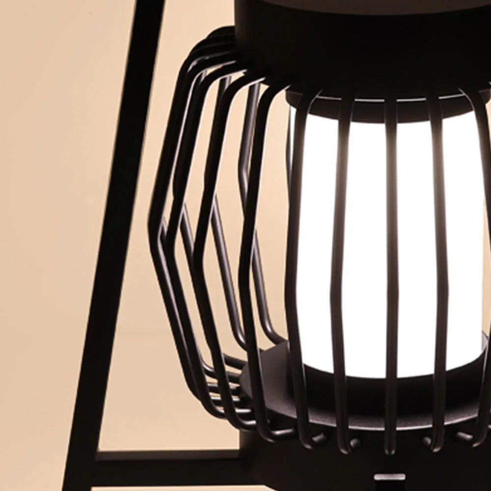 Solar Black Outdoor Floor Lamp Metal 