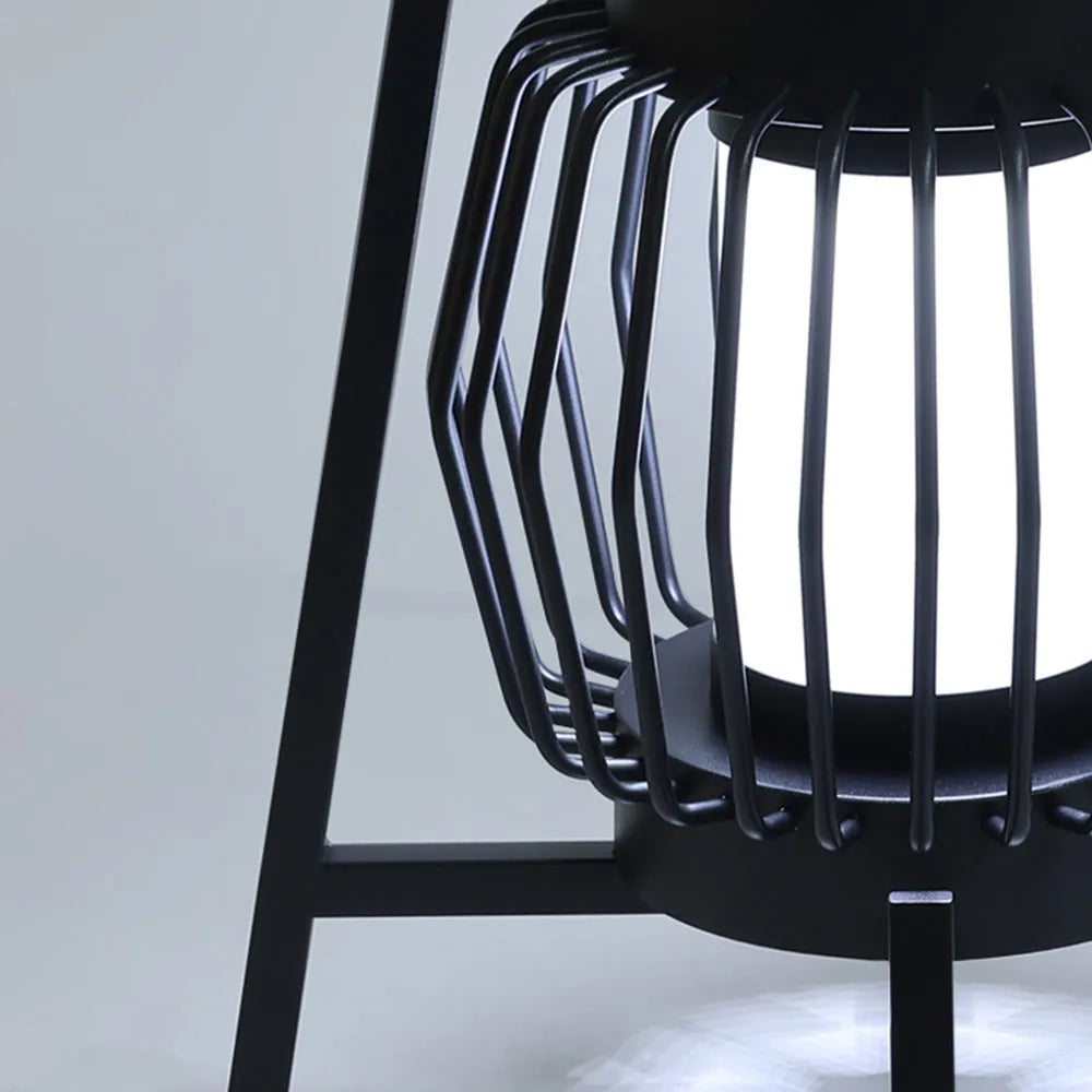 Solar Black Outdoor Floor Lamp Metal 