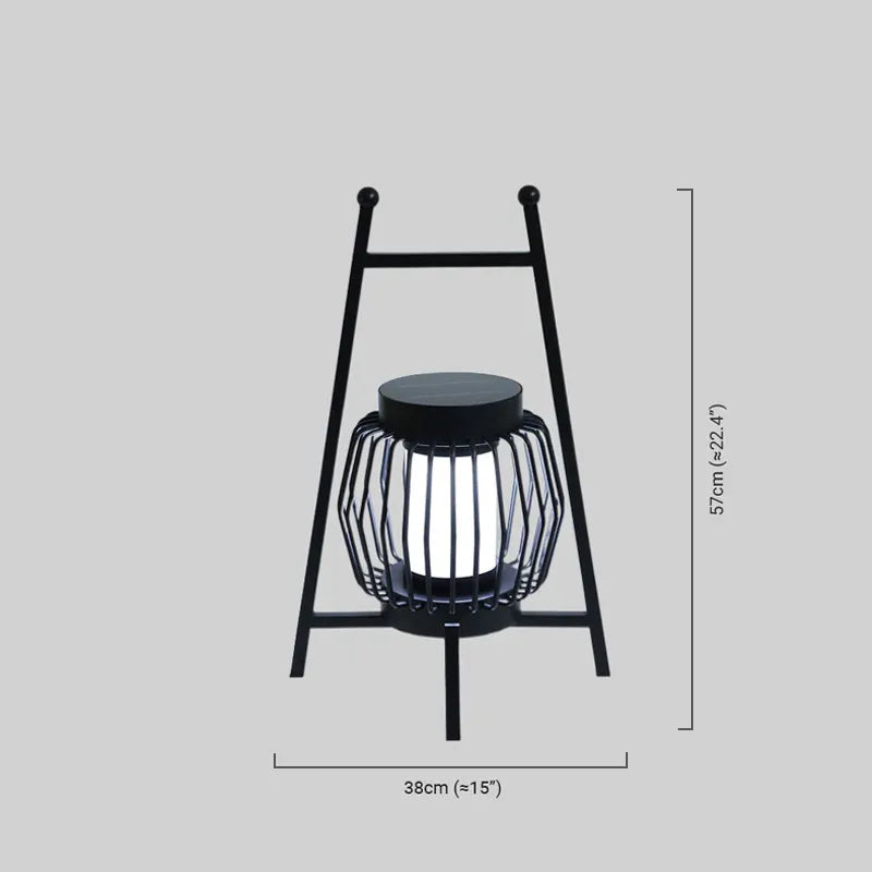 Solar Black Outdoor Floor Lamp Metal Cylindrical Outdoor