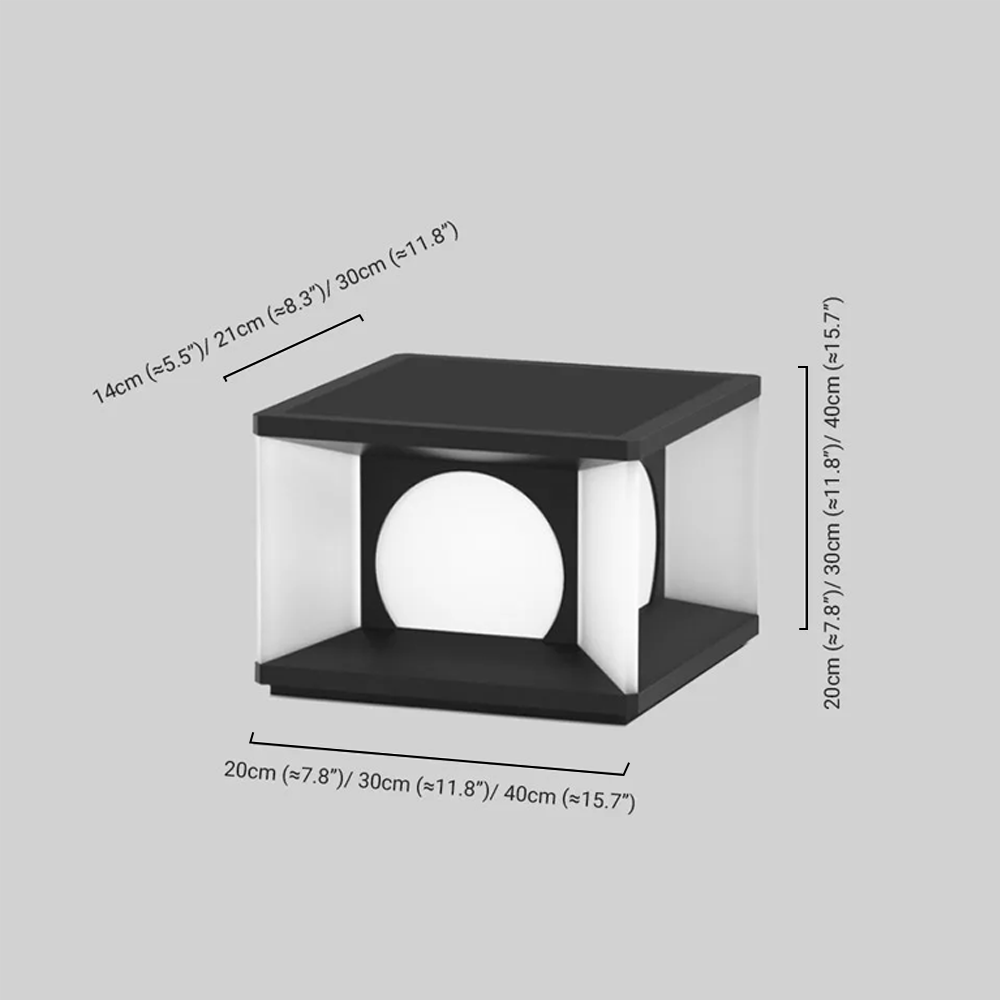 Modern Black Outdoor Pillar Light Dimension