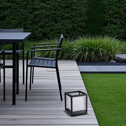 15cm Modern Black Square Outdoor Pillar Light for Courtyard