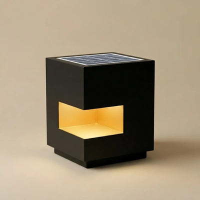 ALS602Arcato Modern Square Outdoor Pillar Light - Black Metal for Courtyard