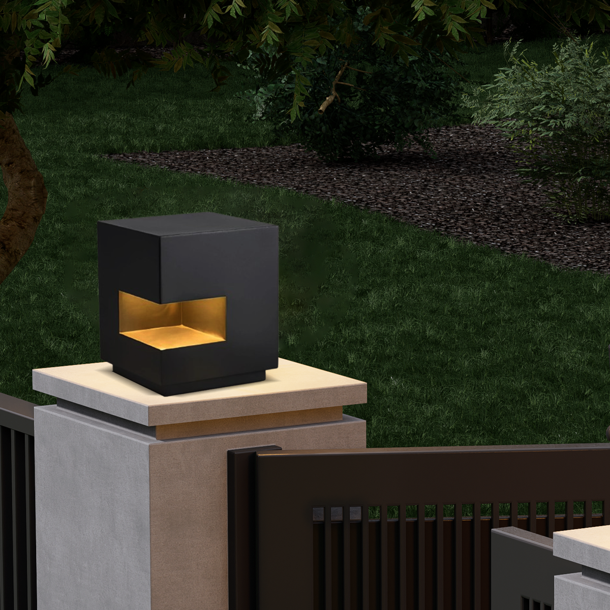 Modern Grey Outdoor Pillar Light for Garden