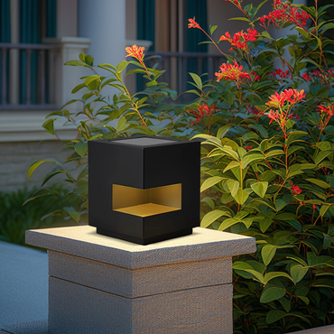 Modern Grey Solar Outdoor Pillar Light