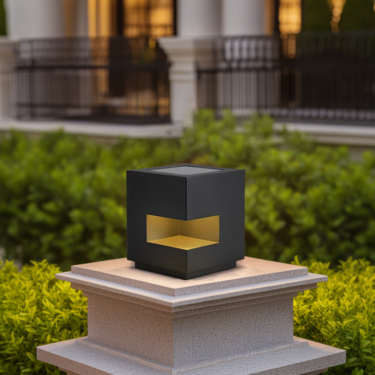 Modern Grey Solar Outdoor Pillar Light for Garden