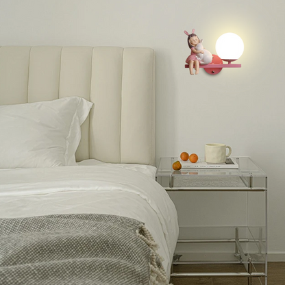  Art Deco Wall Lamp – Pink & White Metal/Glass Globular