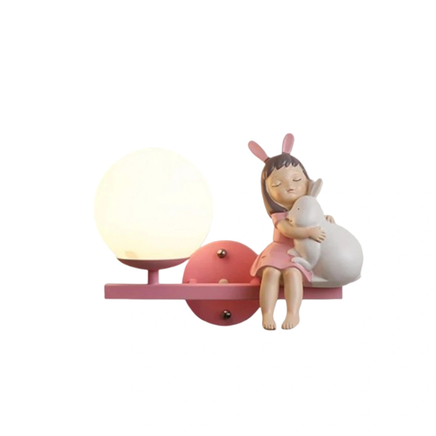 Wall Lamp – Pink & White Metal/Glass Globular Design for Bedroom