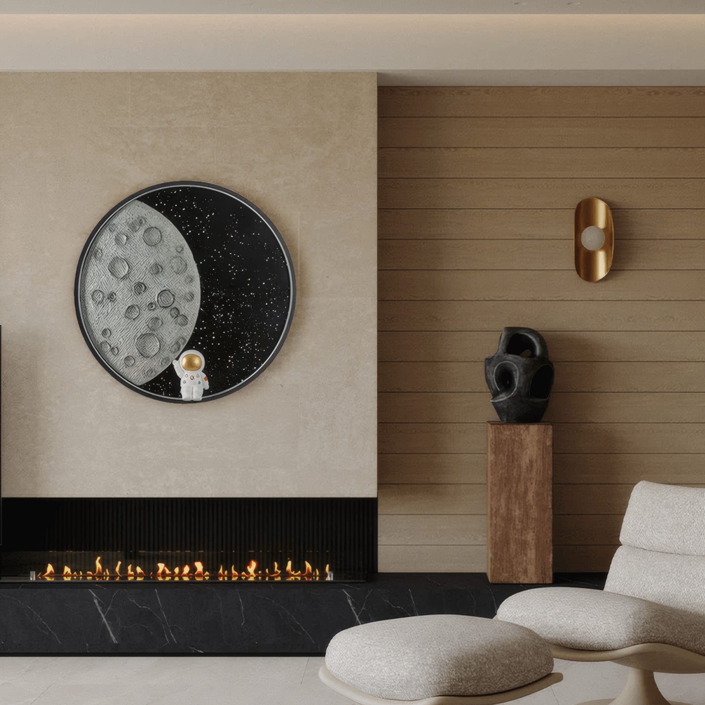 Art Deco Metal Indoor Wall Light for Living Room