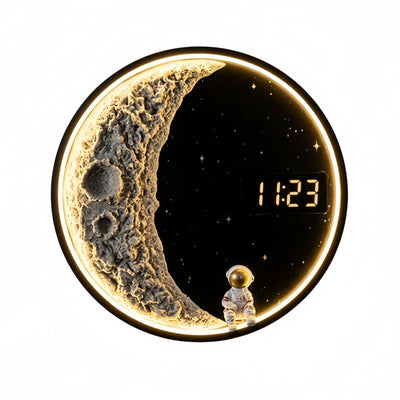 Lámpara de pared Vivara Art Deco con forma de astronauta - Lámpara moderna de metal con forma de luna para dormitorio