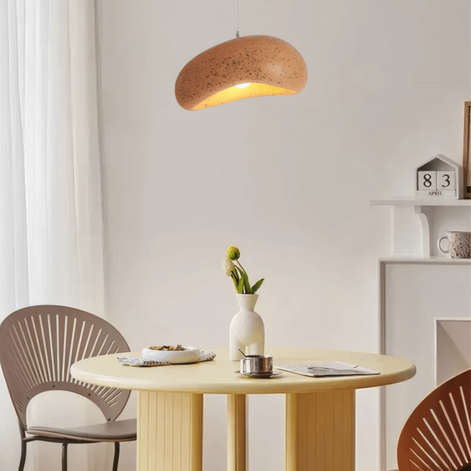 Modern Wood Pendant Light Bread Shape for Dining Room