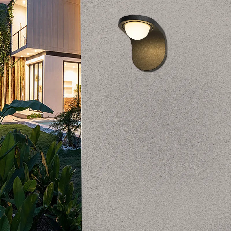 Modern Outdoor Wall Lamp - Black Metal Arc Design for Garden