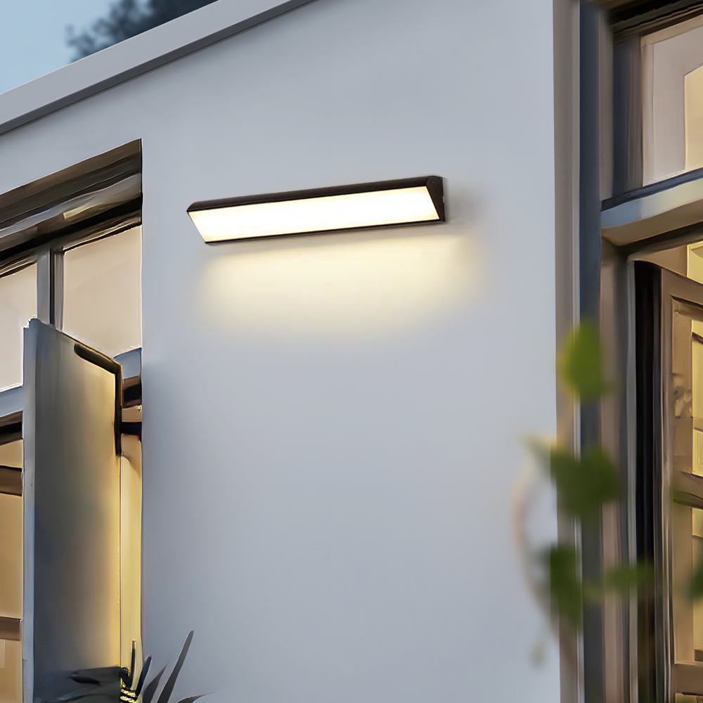 Minimalist Black Outdoor Wall Lamp with white light for external wall 
