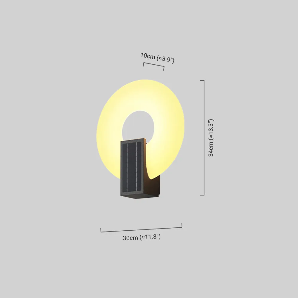 Modern Outdoor Wall Lamp - Black Metal Frame with Acrylic Ring for Garden