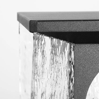 Art Deco Black Outdoor Pillar Lights Metal Square Garden