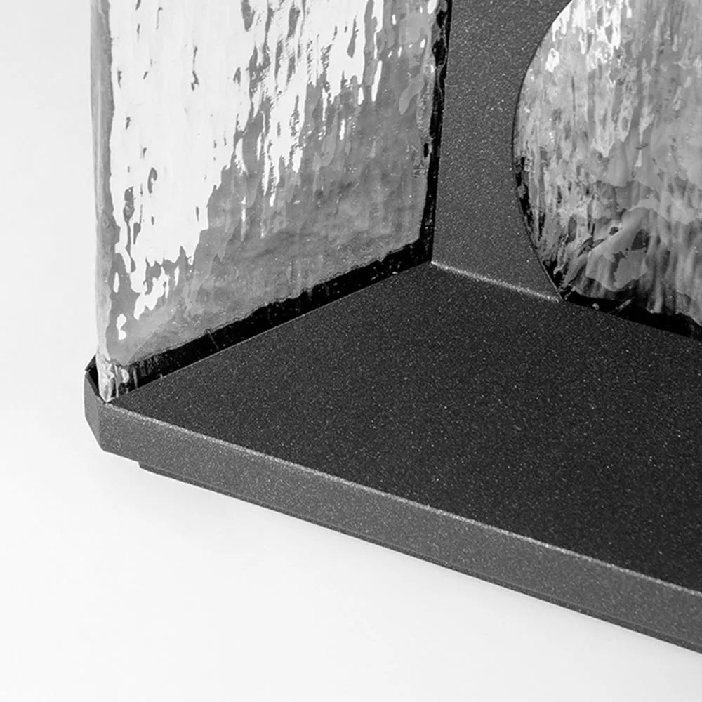 Art Deco Black Outdoor Pillar Lights Metal Square Garden