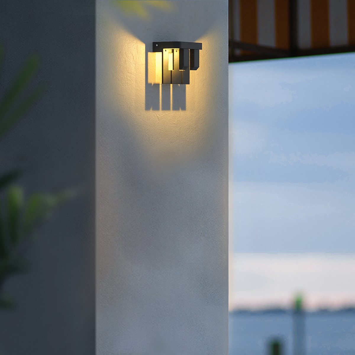 Modern Black 2-Light Outdoor Wall Lamp