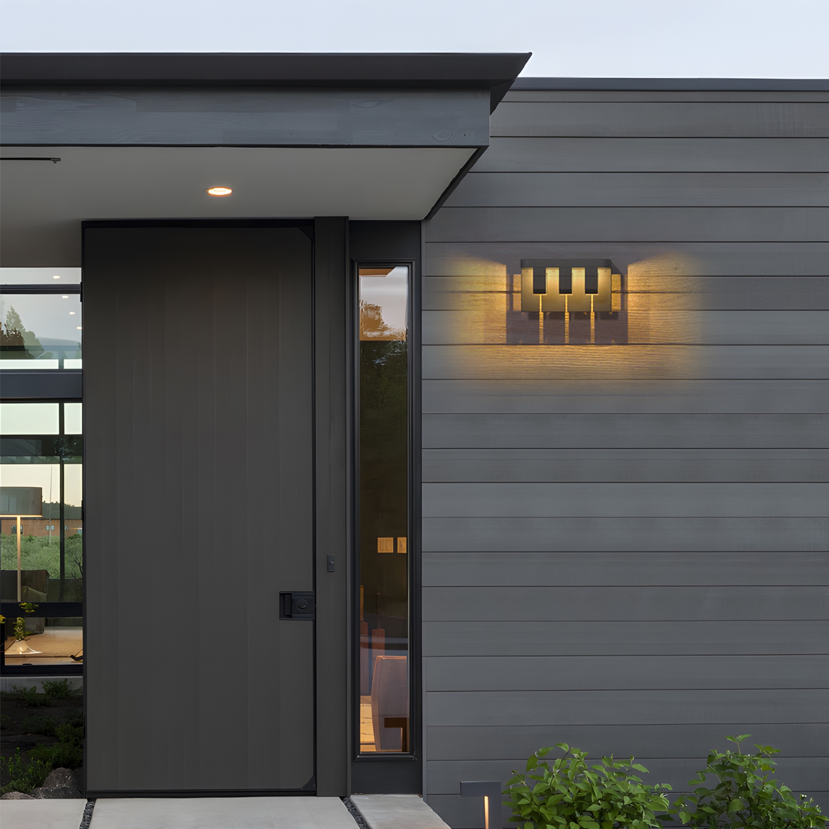 Modern Black 3-Light Outdoor Wall Lamp