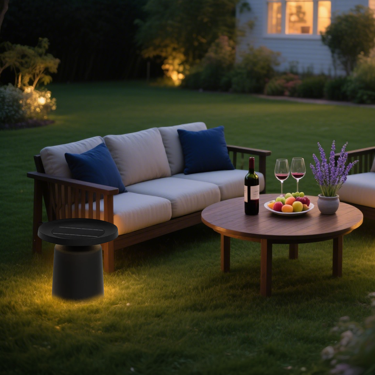 H44cm Modern Black Solar Outdoor Pathway Lamp 