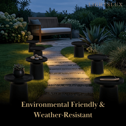 Modern Round Outdoor Floor Lamp - Black Metal