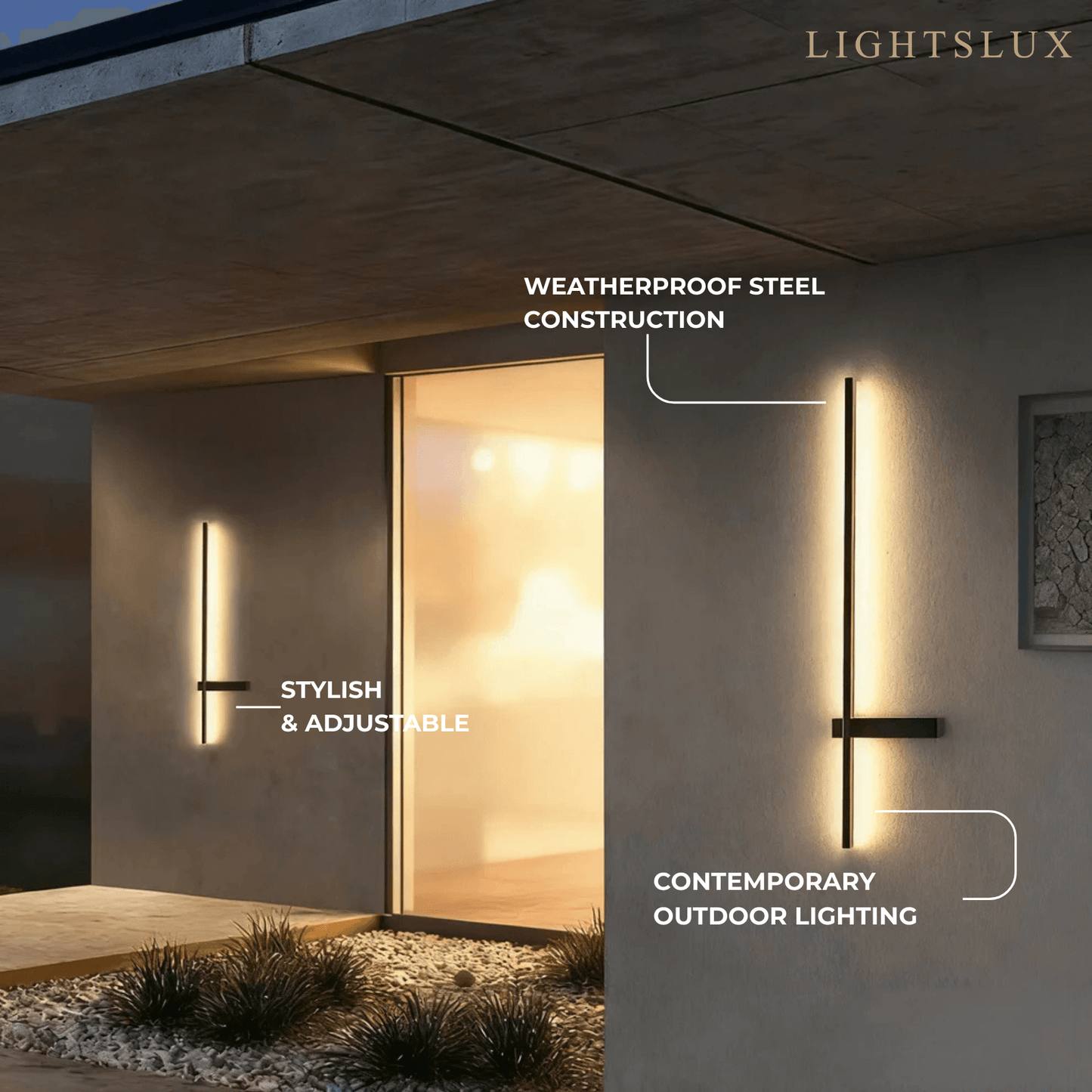 Modern Linear LED Wall Lamp – Black Solar & Sensor Light Outdoor
