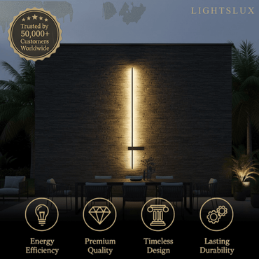 Modern Linear LED Wall Lamp – Black Solar & Sensor Light Outdoor