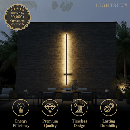Modern Linear LED Wall Lamp – Black Solar & Sensor Light Outdoor