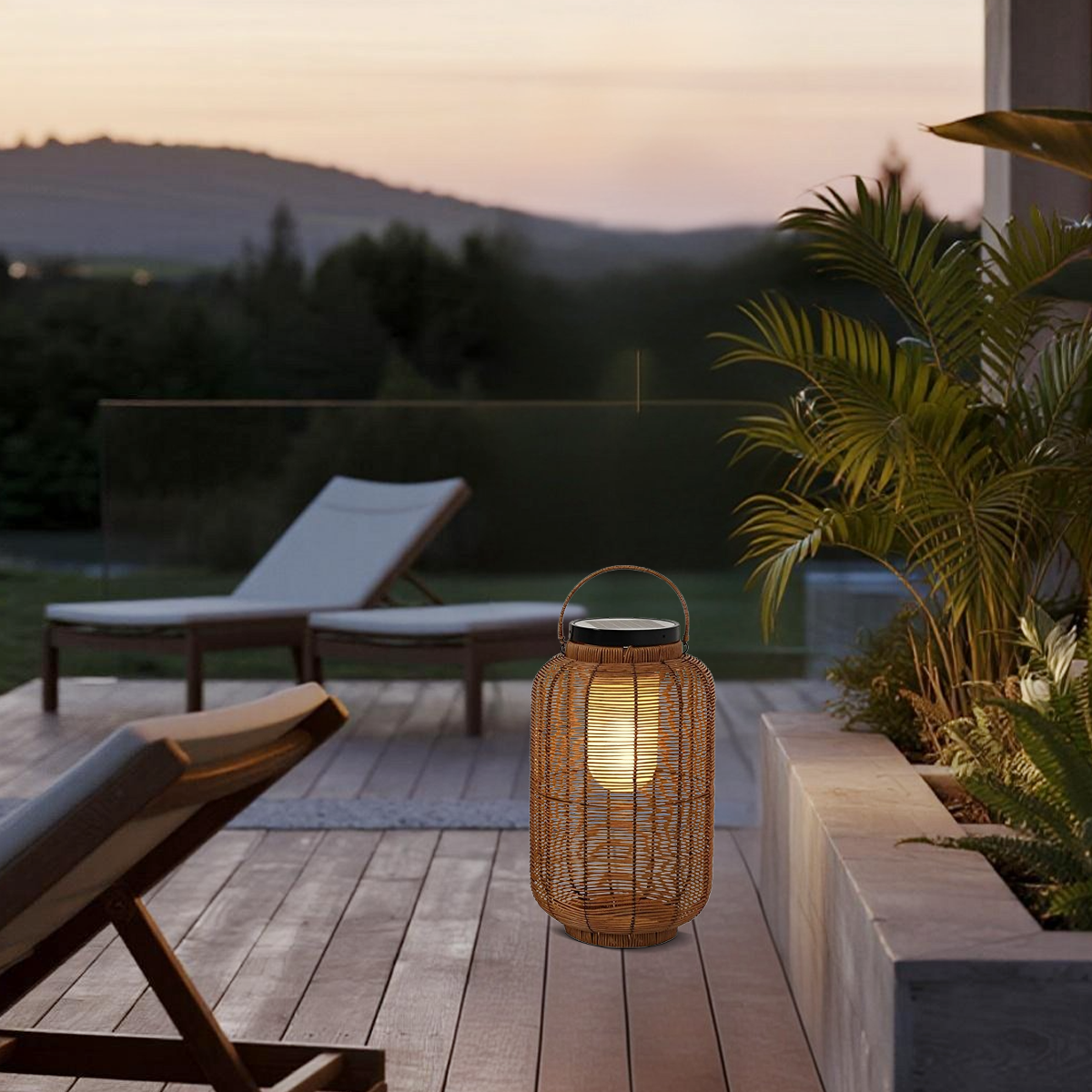 Farmhouse Floor Lamp -Metal/Rattan