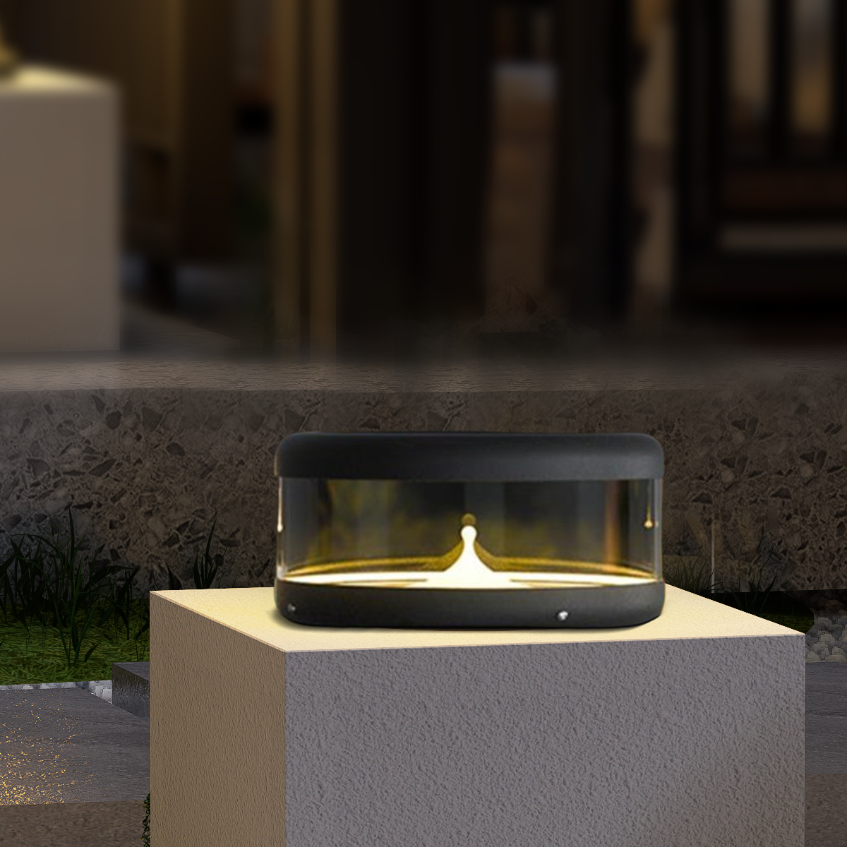 Modern Black Outdoor Pillar Light for Courtyard