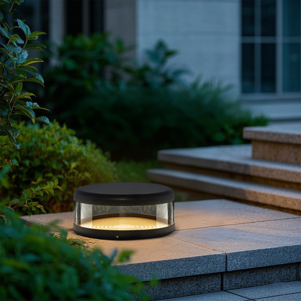 Irondale Modern Black Outdoor Pathway Lights Metal Acrylic Cylindrical Outdoor