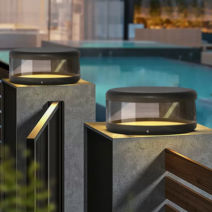 Irondale Modern Black Outdoor Pathway Lights Metal Acrylic Cylindrical Outdoor