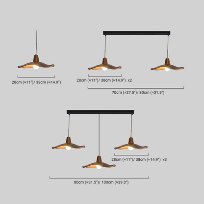 Retro Wave Pendant Light – Mahogany/Resin & Metal Dimensions