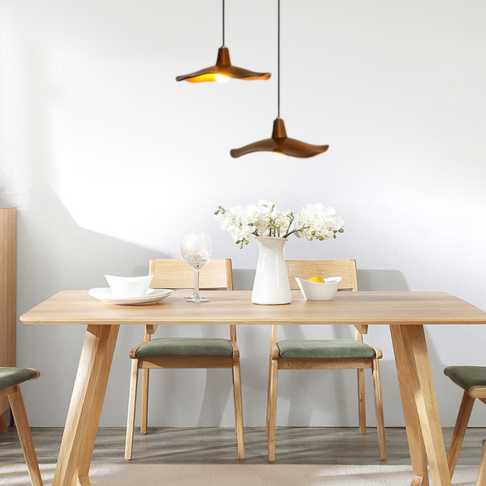 Retro Wave Pendant Light – Mahogany/Resin & Metal Dining Room