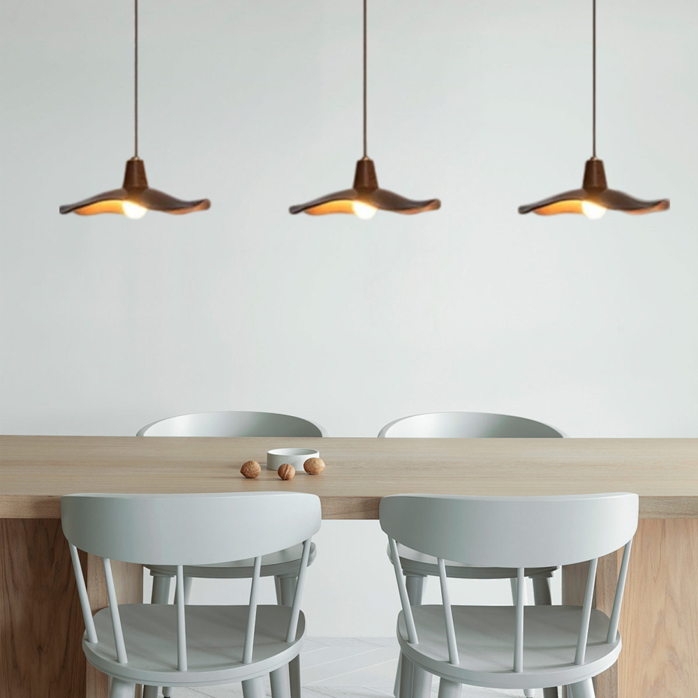 Retro Wave Pendant Light – Mahogany/Resin & Metal Dining Room